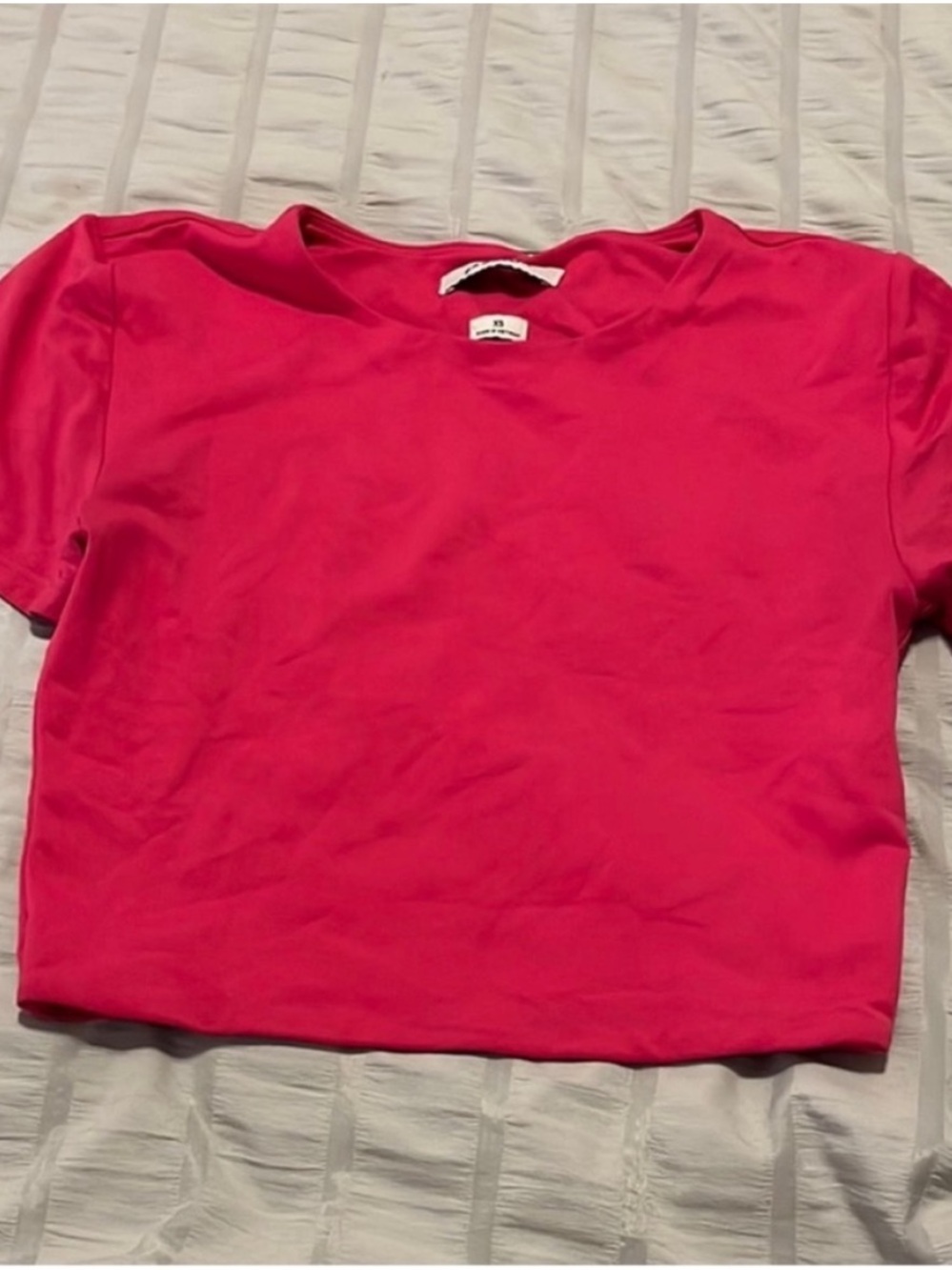 Babaton Original Contour Crew Cropped T-Shirt Hot Pink XS Bold Fuchsia